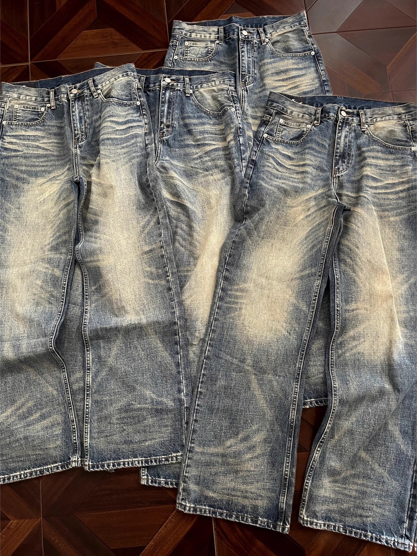 Washed Denim Trousers