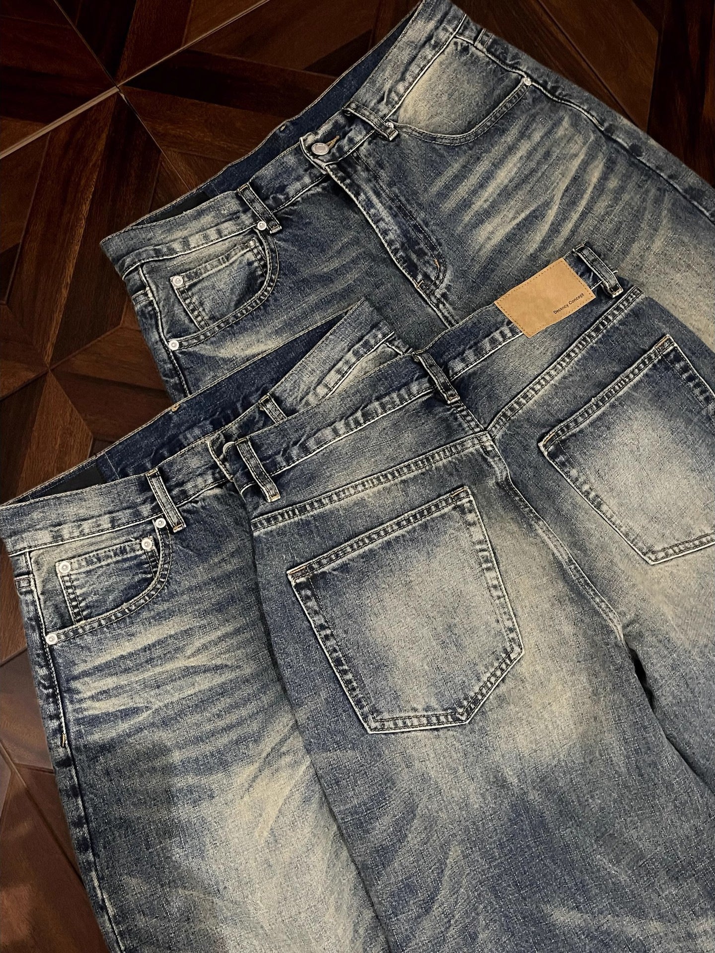 Washed Denim Trousers