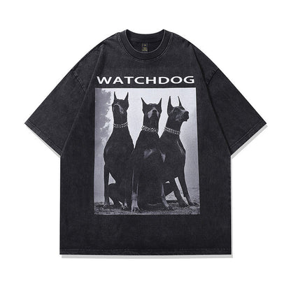 Washed Distressed Skeleton Print Cotton T-Shirt