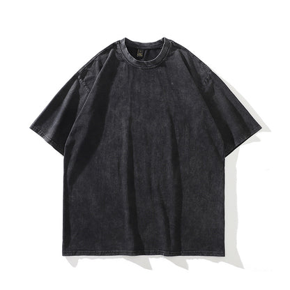 Washed Distressed Skeleton Print Cotton T-Shirt