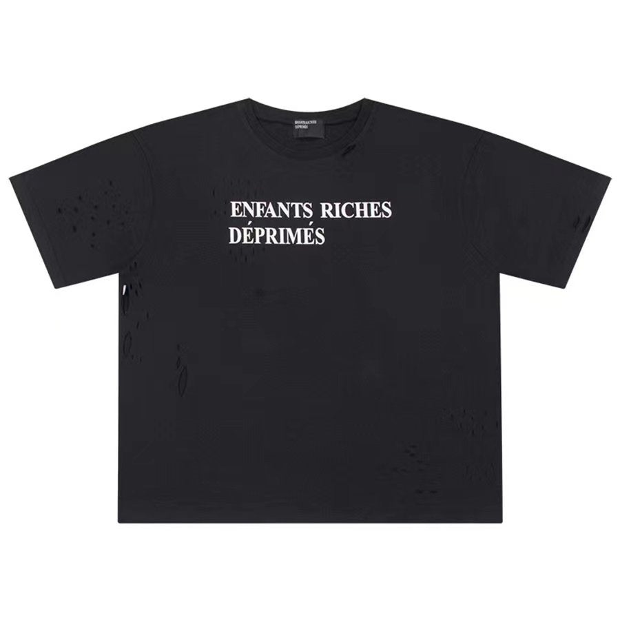 Washed Distressed Slogan T-Shirt