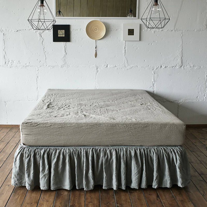 Washed Linen Fitted Sheet Mattress Protector