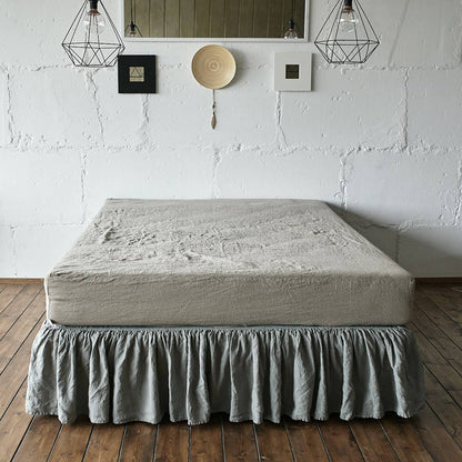 Washed Linen Fitted Sheet Mattress Protector