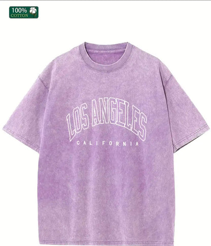 Washed Old Short-sleeved Letter T-shirt