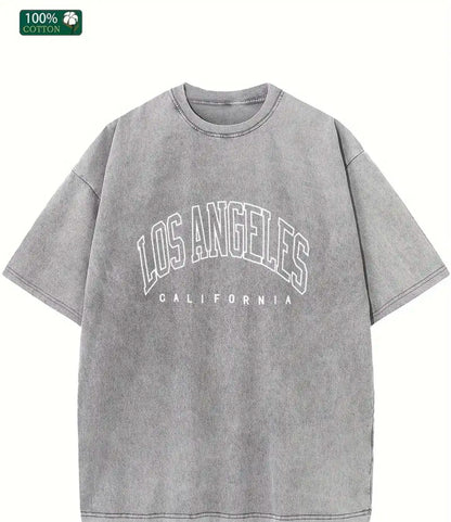 Washed Old Short-sleeved Letter T-shirt