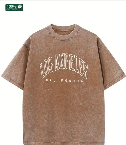 Washed Old Short-sleeved Letter T-shirt