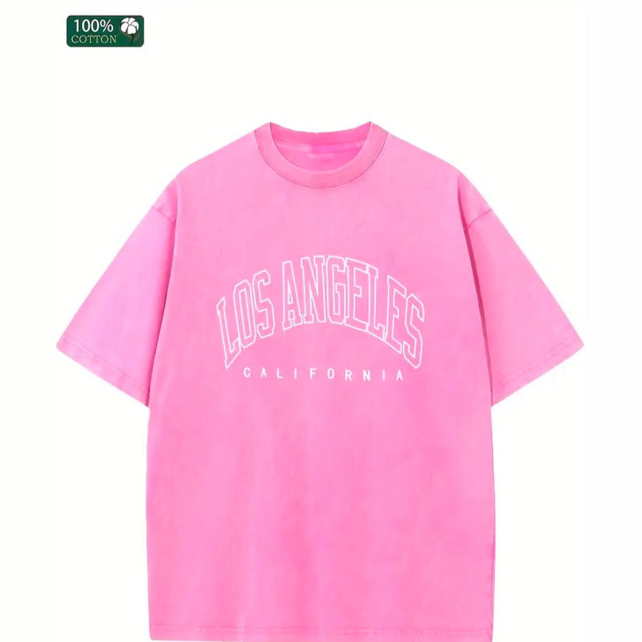 Washed Old Short-sleeved Letter T-shirt