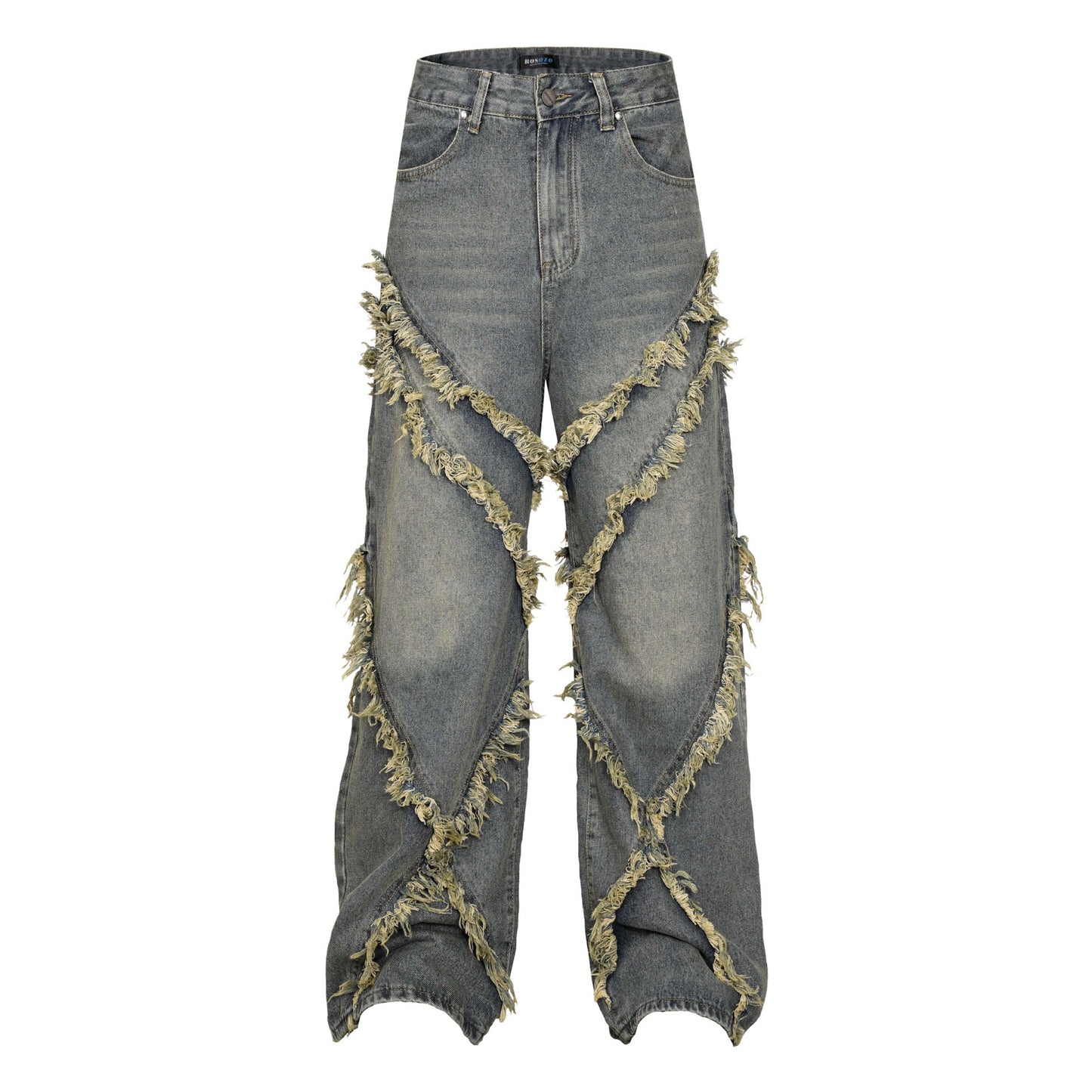 Washed patchwork jeans