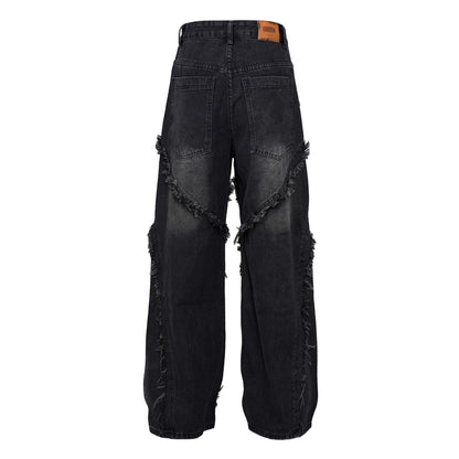 Washed patchwork jeans