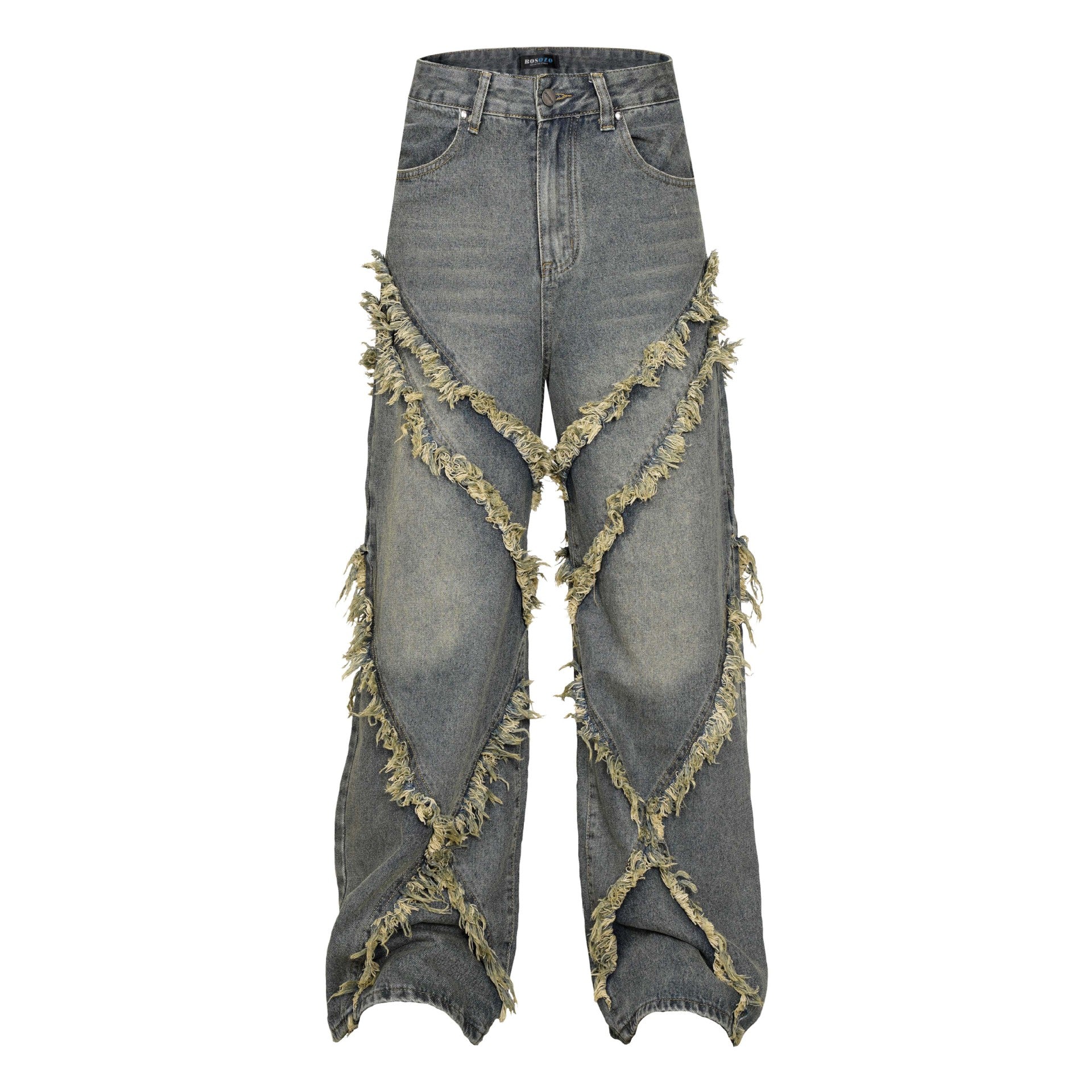 Washed patchwork jeans