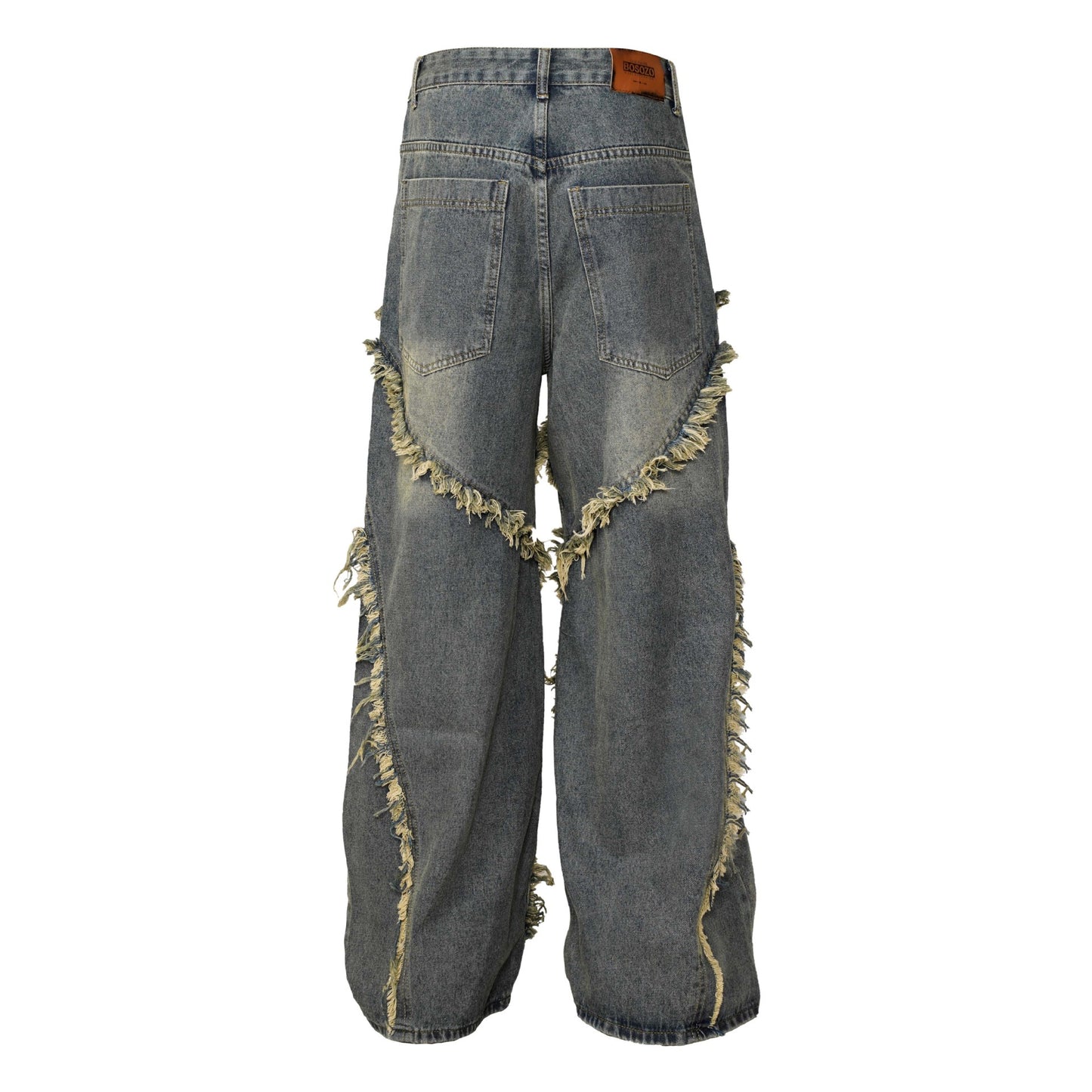 Washed patchwork jeans