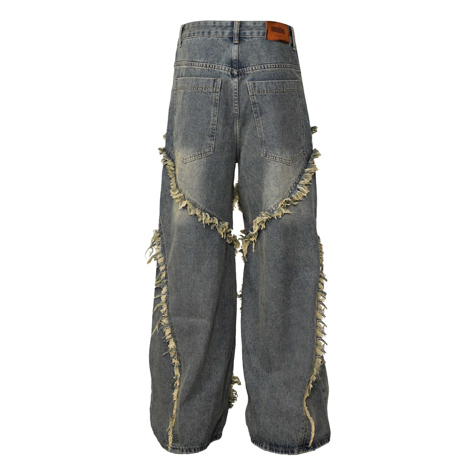 Washed patchwork jeans