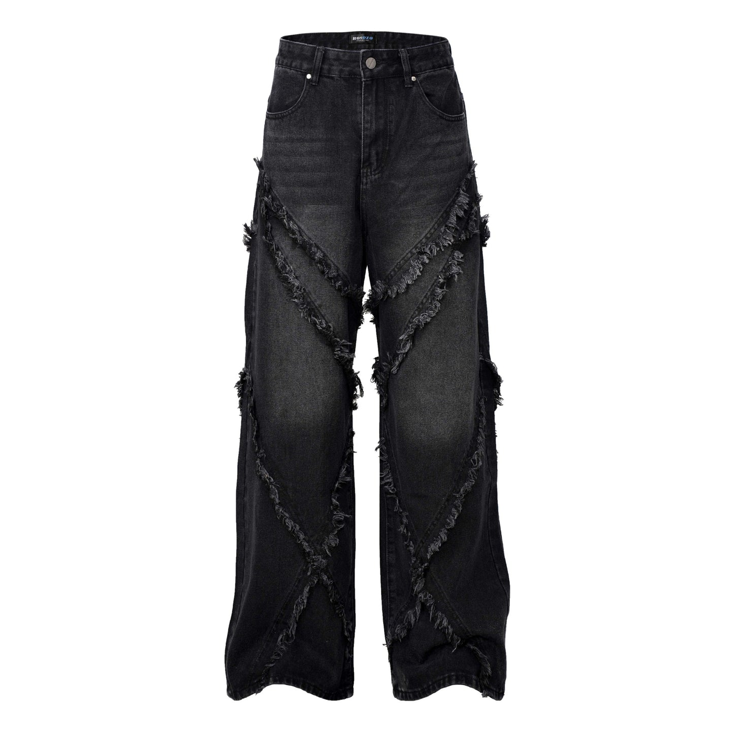 Washed patchwork jeans