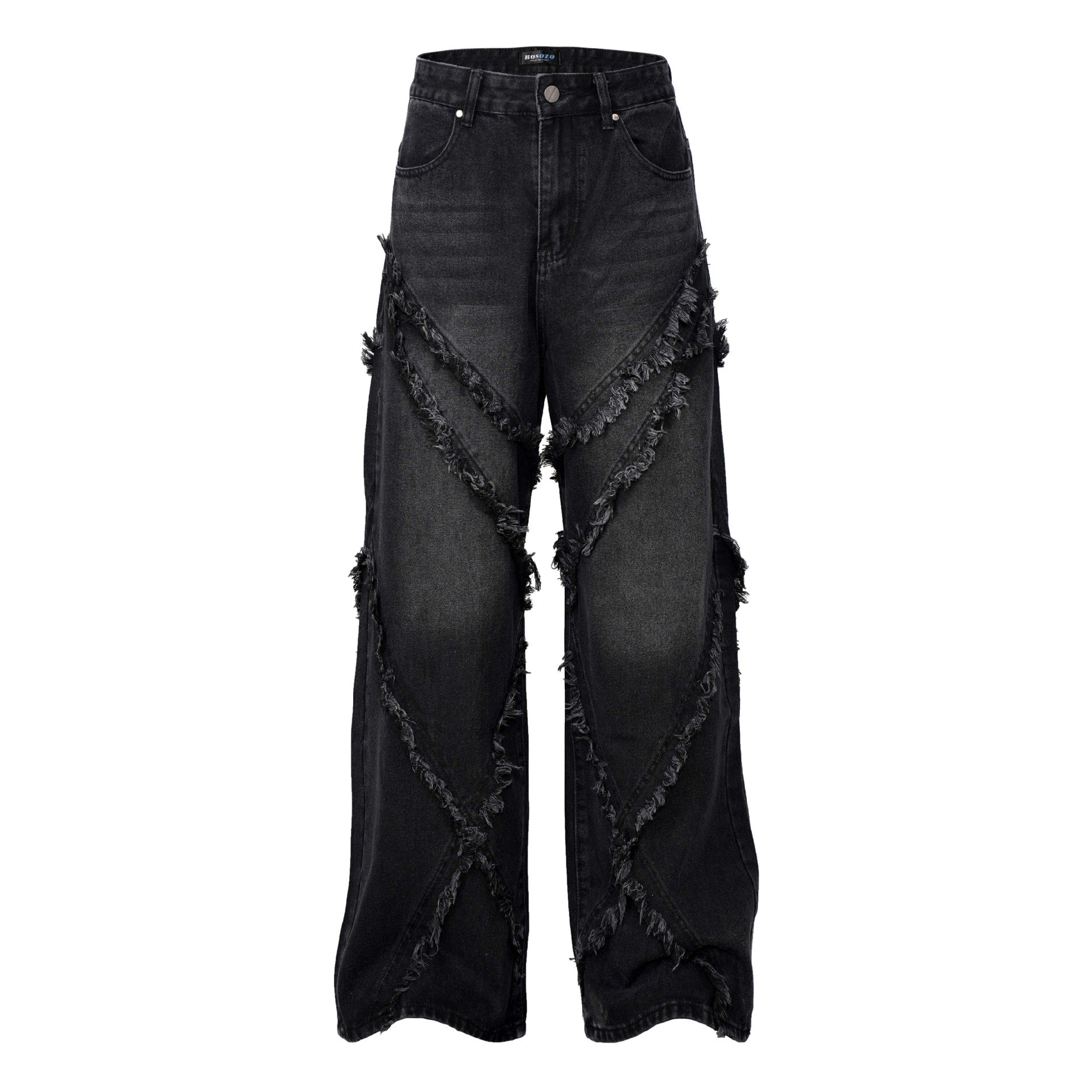 Washed patchwork jeans