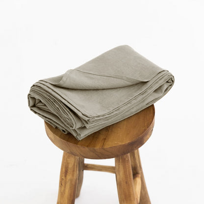 Washed Pure Linen Bed Sheet Solid Color Light Luxury