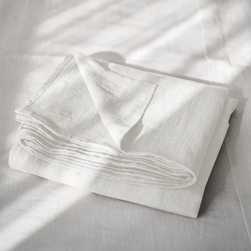 Washed Pure Linen Bed Sheet Solid Color Light Luxury