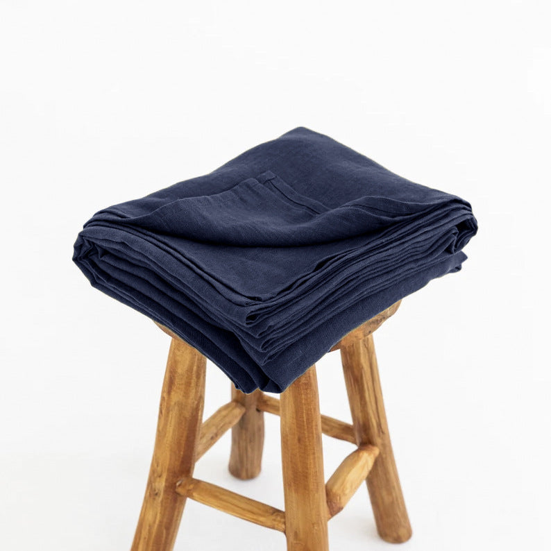 Washed Pure Linen Bed Sheet Solid Color Light Luxury