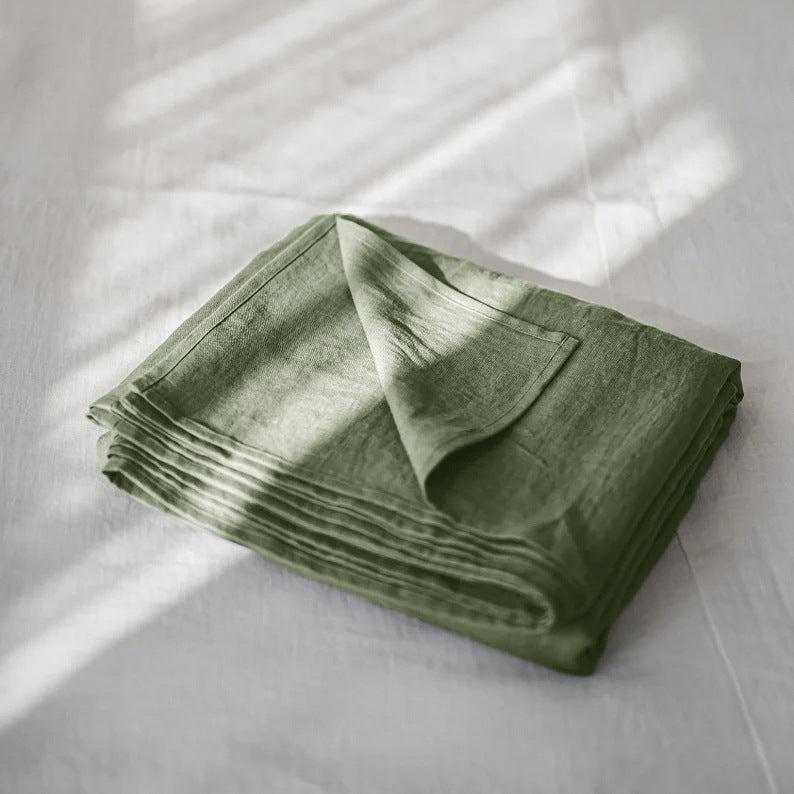 Washed Pure Linen Bed Sheet Solid Color Light Luxury