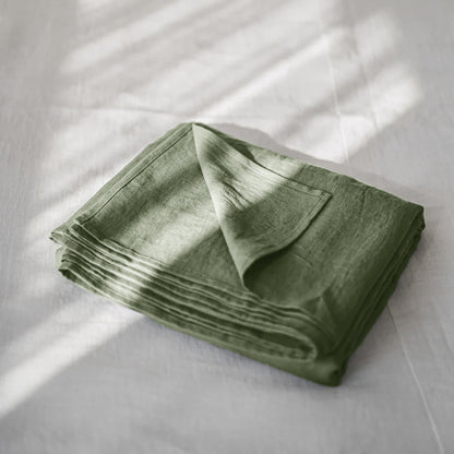 Washed Pure Linen Bed Sheet Solid Color Light Luxury