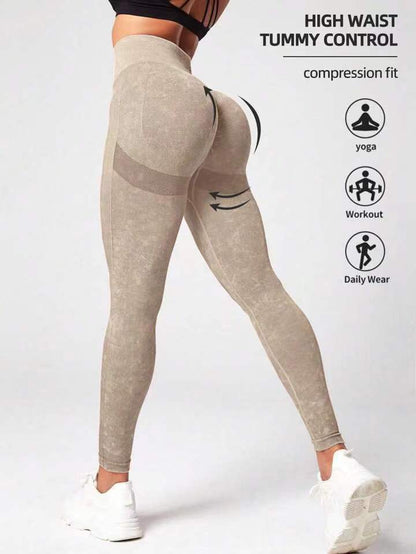 Washed seamless yoga pants
