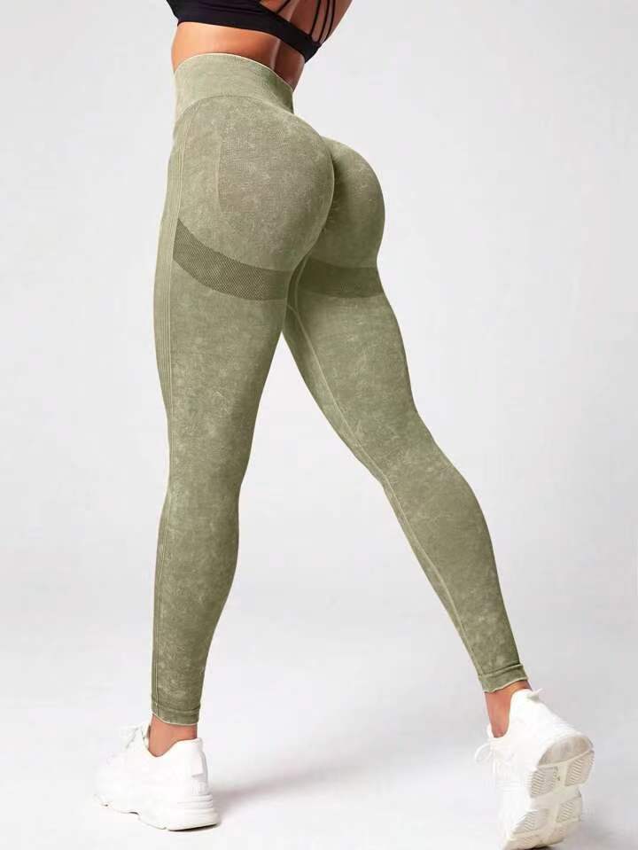 Washed seamless yoga pants
