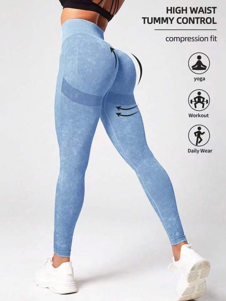 Washed seamless yoga pants