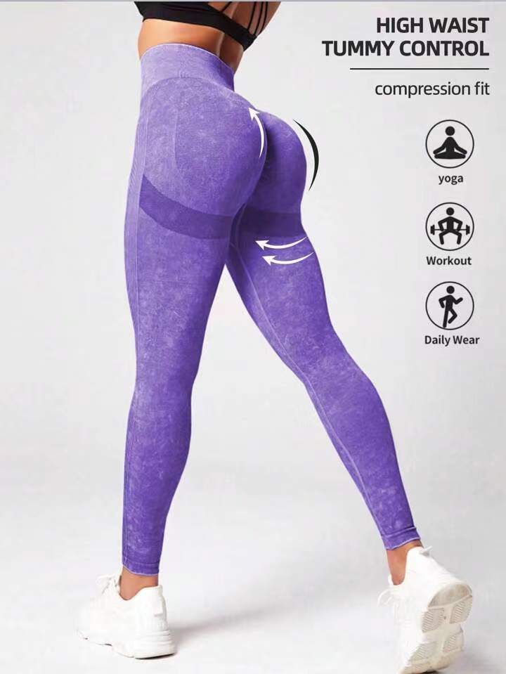 Washed seamless yoga pants
