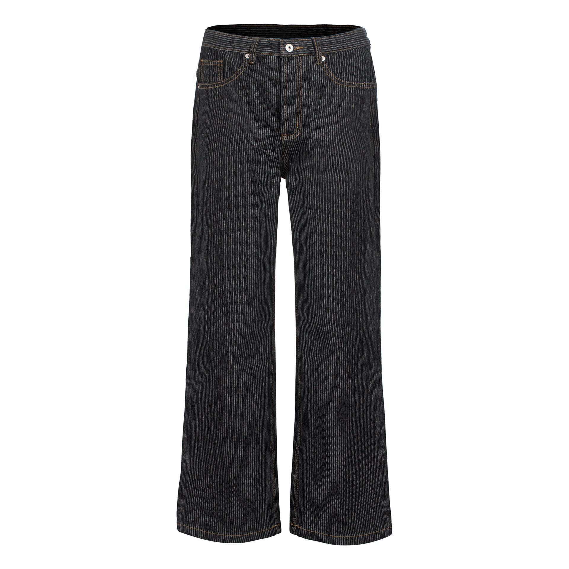 Washed straight-leg wide-leg with slight ruffles