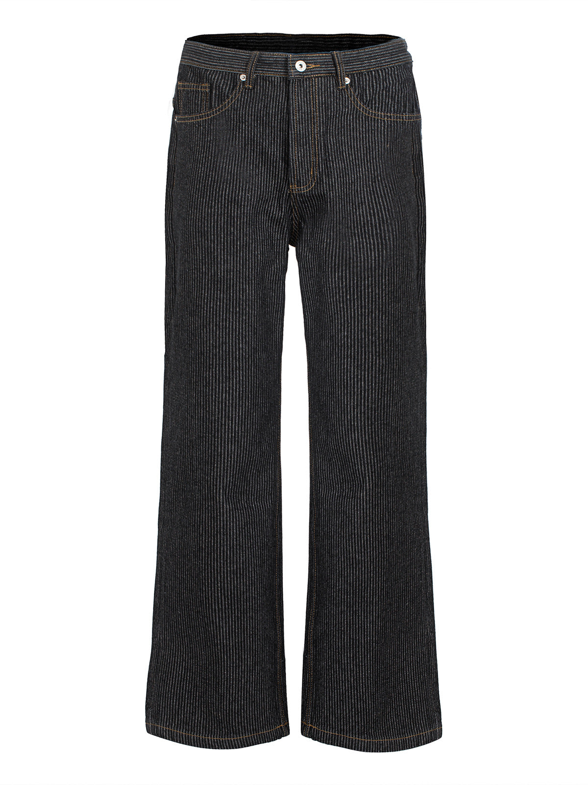 Washed straight-leg wide-leg with slight ruffles