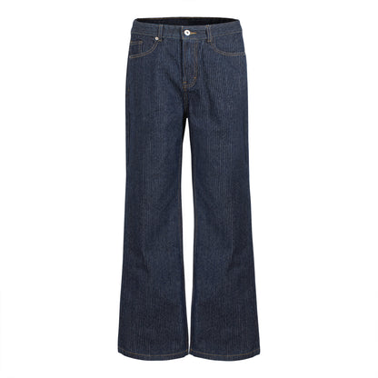 Washed straight-leg wide-leg with slight ruffles