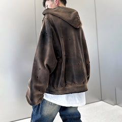 We11 washed ripped jacket black