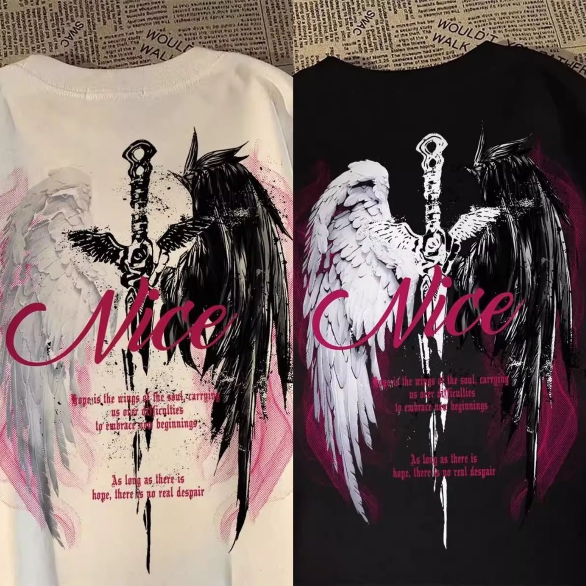 Wasteland Style Wing Print Mens T-Shirt