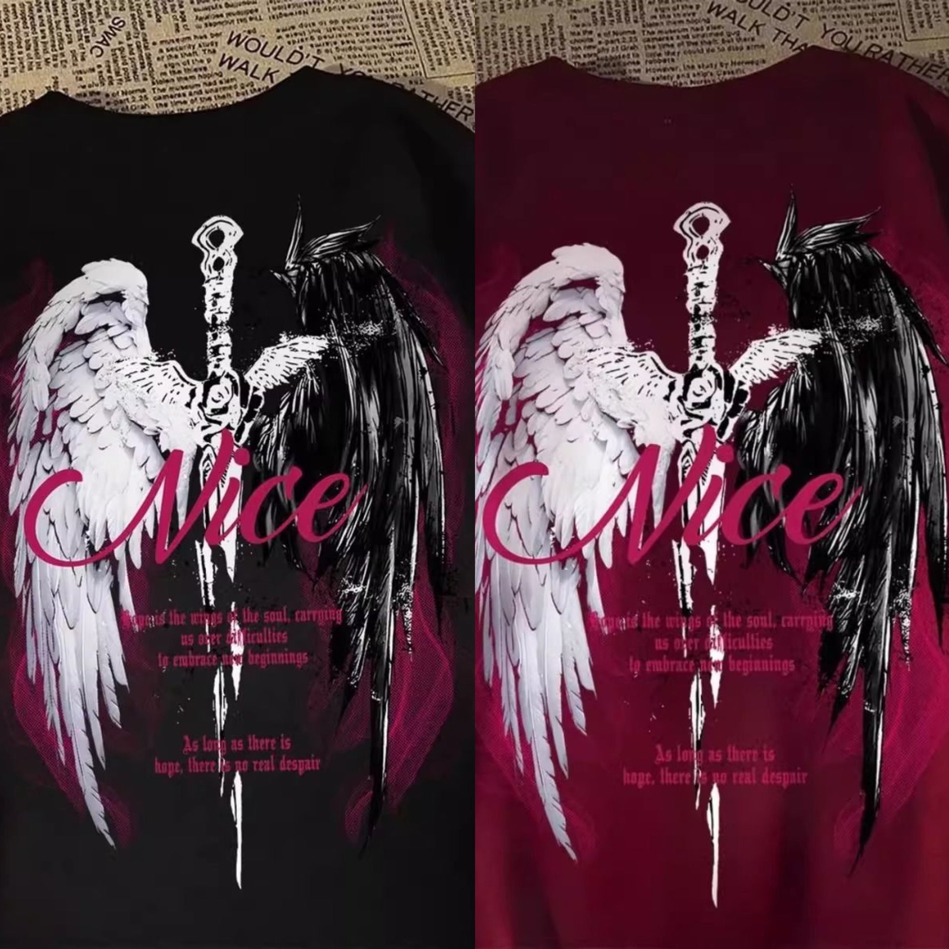 Wasteland Style Wing Print Mens T-Shirt
