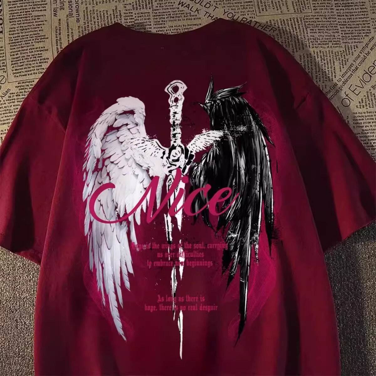 Wasteland Style Wing Print Mens T-Shirt