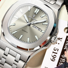 Silver Case Gray Dial Steel Strap