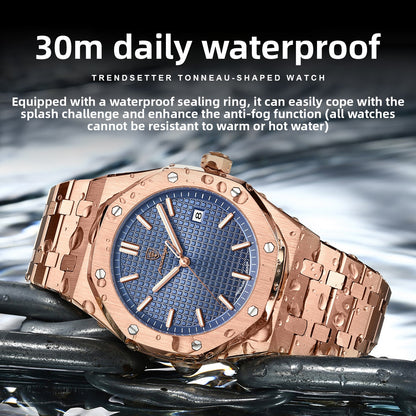Watch with water resistance and luminous quartz movement