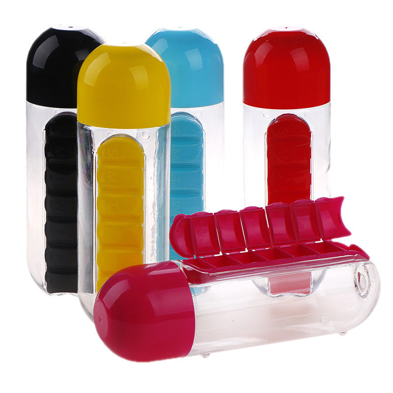 Water Bottle Pill Box Cup