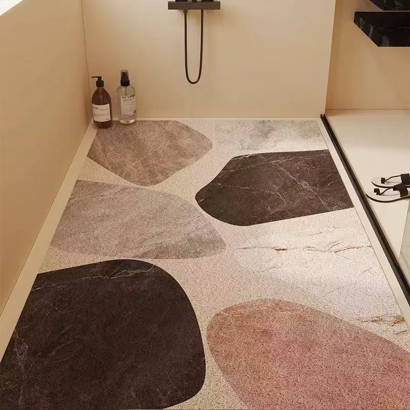Water-draining mat and anti-slip foot mat for terrazzo shower room