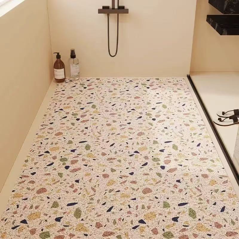 Water-draining mat and anti-slip foot mat for terrazzo shower room