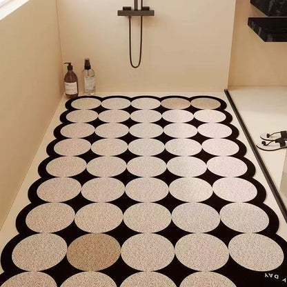 Water-draining mat and anti-slip foot mat for terrazzo shower room