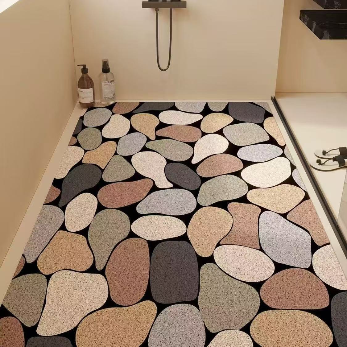 Water-draining mat and anti-slip foot mat for terrazzo shower room