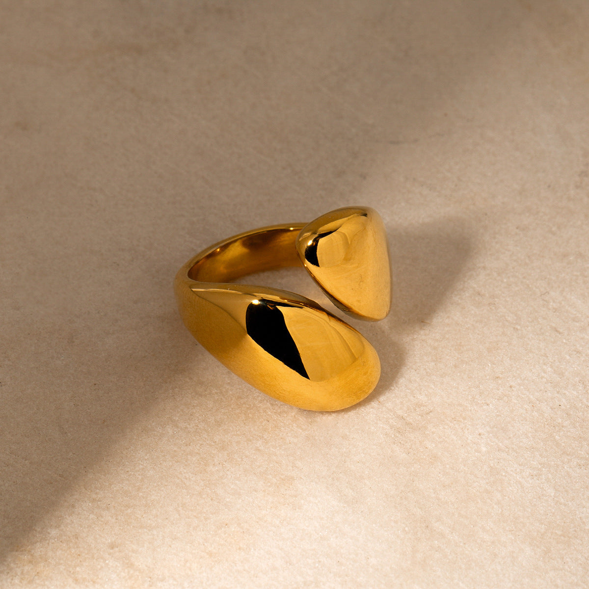 Water Drop Glossy Asymmetric Open Metal Ring