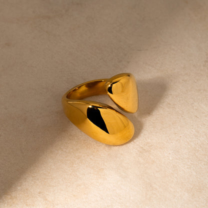 Water Drop Glossy Asymmetric Open Metal Ring