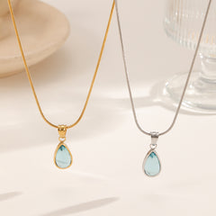 xkn0269blue tears necklace gold