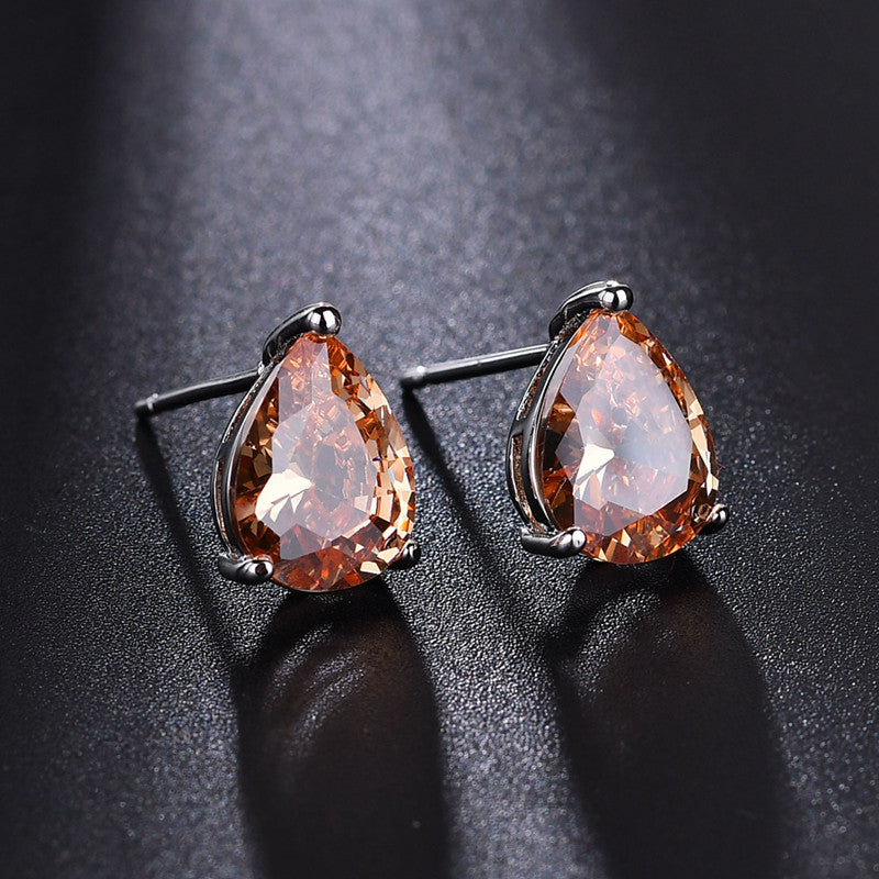 Water Drop Zircon Gold Plated Earrings