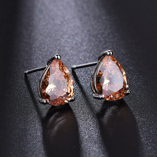 Water Drop Zircon Gold Plated Earrings