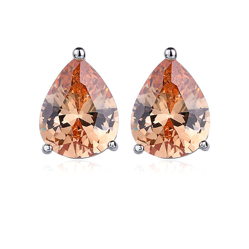 Water Drop Zircon Gold Plated Earrings