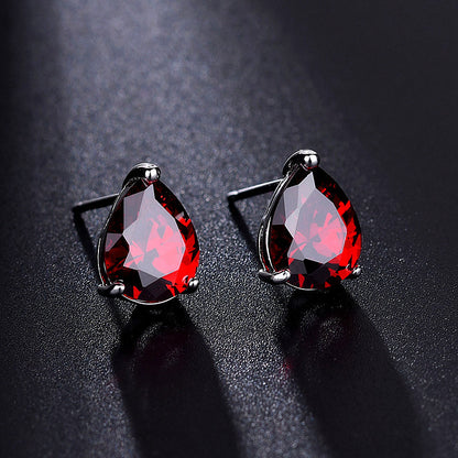 Water Drop Zircon Gold Plated Earrings