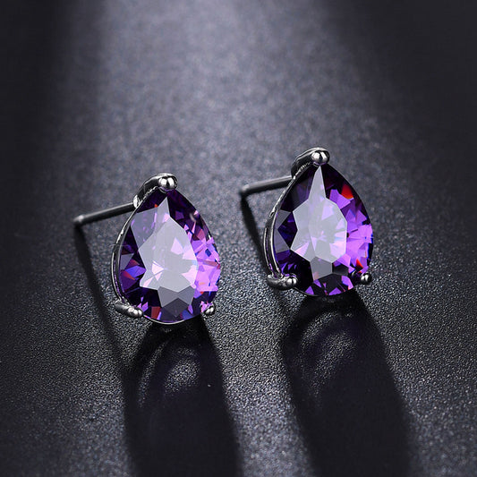 Water Drop Zircon Gold Plated Earrings