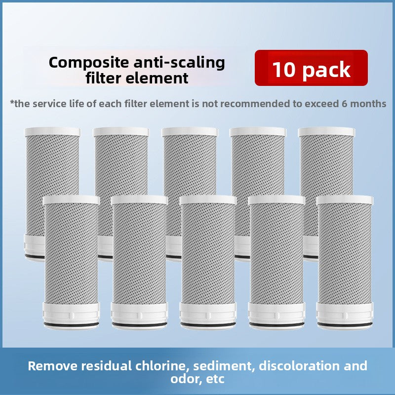 Water purifier scale inhibitor composite filter element